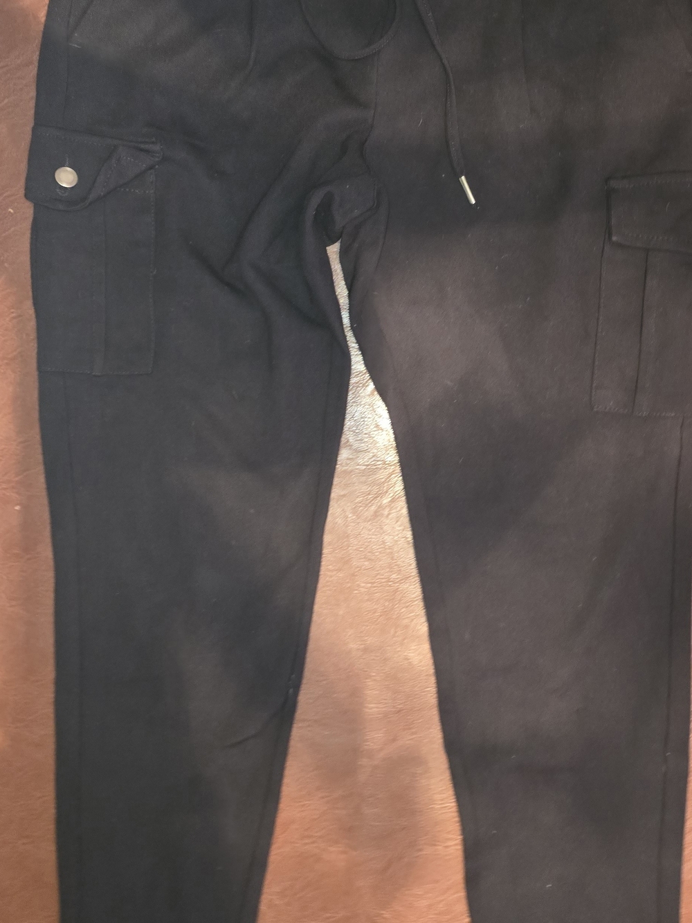 Women's Black Cargo Tights/Jogger Pants - Casual Stretch Comfort.